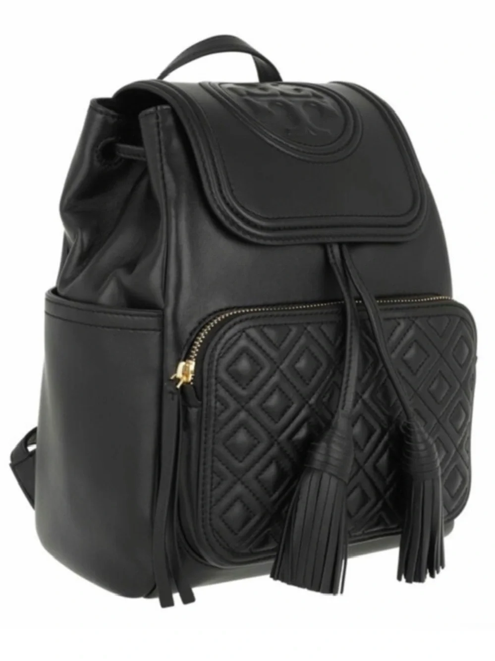 🌟 RARE! Tory Burch Mini Fleming Backpack Quilted in Soft Black Leather
